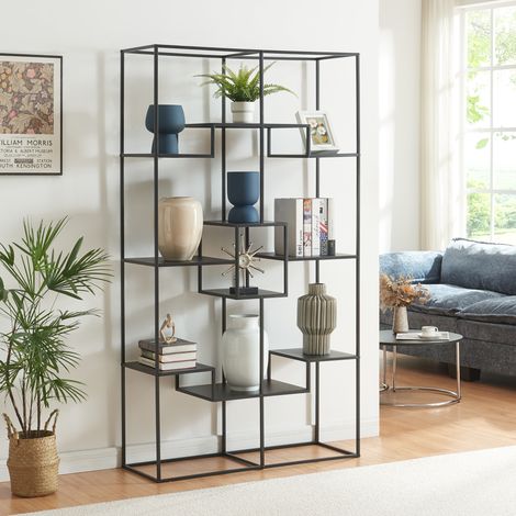 Standregal Råde Metall 180x100x35 cm Schwarz [en.casa]
