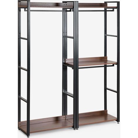 SKLUM Offener modularer Schrank aus 2 Teilen mit Kleiderstange aus Stahl und Holz Ariaster Schwarz                                  