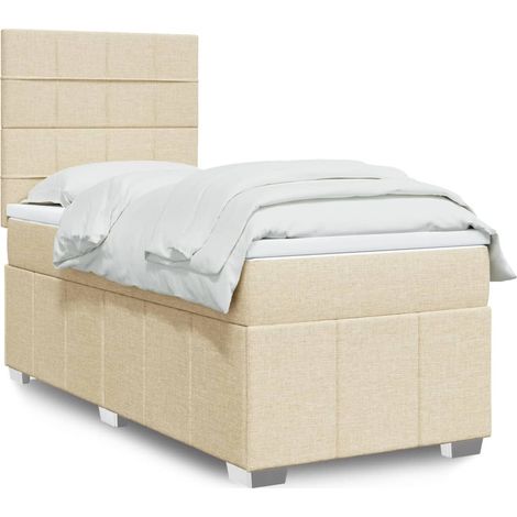 Boxspringbett mit Matratze Creme 90x190 cm Stoff (1/5)