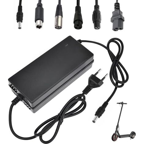 Chargeur et câble 54,6 V 2 A pour trottinettes, vélos d'équilibre, trottinettes électriques 48 V, chargeur universel pour batterie au lithium, norme européenne. (1/5)