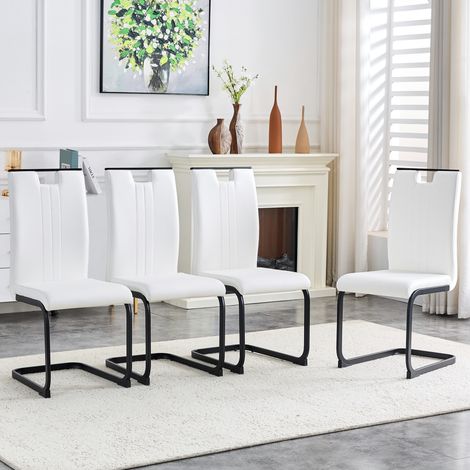 AS EASY Set of 4 chaises PU blanches en forme d'arc – Apportant une touche tendance aux styles de vie minimalistes et contemporains (1/5)