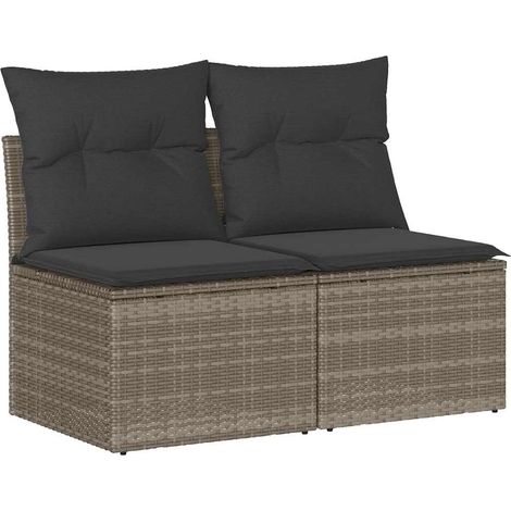 Maison Exclusive - 2-tlg. Garten-Sofagarnitur mit Kissen Grau Pol