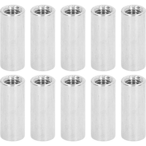 Kit de 10 écrous de raccordement ronds M8x1,25 L30 mm en acier inoxydable avec manchon fileté (1/5)
