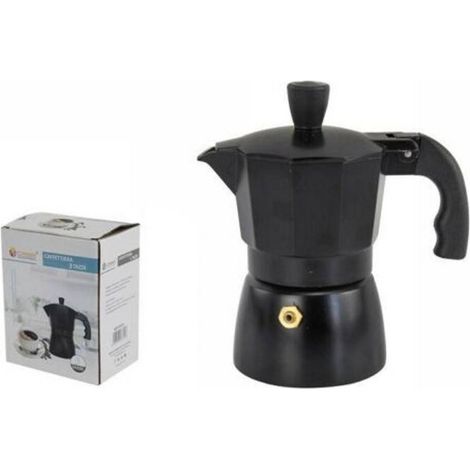 Trade Shop - Moka Kaffeemaschine Espressomaschine Mattschwarz Größe 3 Tassen -