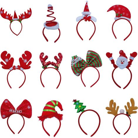 Serre-Têtes Noël Bandeau de Noël Bandes de Cheveux Noël Christmas Headband 12 Pièces (1/5)