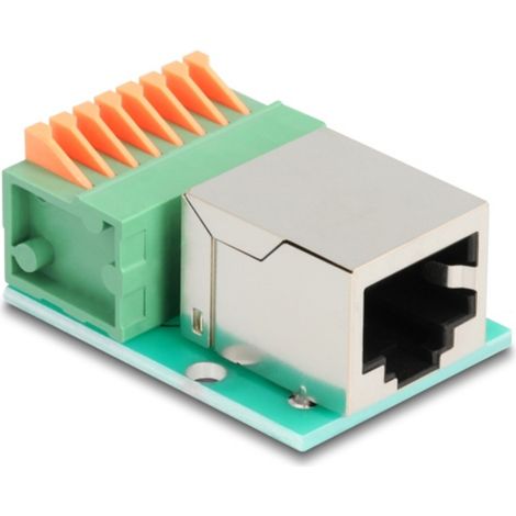 Delock RJ45 réseau informatique Adaptateur [1x RJ45 femelle - 1x prise femelle] vert, argent (1/3)