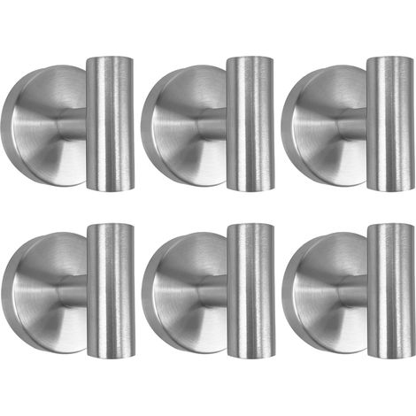 6x Crochets Muraux sans Perçage, Alternative aux Crochets Adhésifs en Acier Inoxydable SUS304, pour Salle de Bain, Cuisine, Chambre, Hôtel et Bureau (Argent) (1/5)