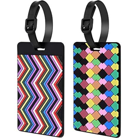 Étiquettes à bagages, 2 pièces en silicone pour valises, étiquettes de voyage colorées avec carte d'identité, étiquettes pour valise, bagage, sac à main, étiquette d'identification de voyage.