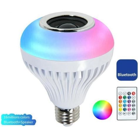 5-7W Kabelloser Bluetooth-Lautsprecher RGB-LED-Musiklampe E27, dimmbar, 6500K Kaltweiß (1/3)