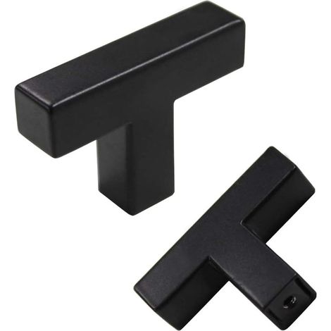 Lot de 10 Bouton de Meuble Noir Boutons de Porte pour Placards Acier Inoxydable Bouton Porte Cuisine Boutons de Placard