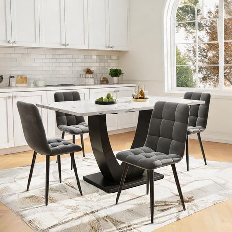 Ensemble table et chaises de cuisine design scandinave table U (1/5)