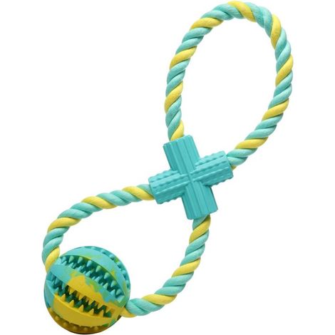 Giocattolo per cani in corda di cotone + pallina di gomma con chiusura, pallina per snack a prova di perdite, resistente ai morsi, set da 1 pezzo (1/5)
