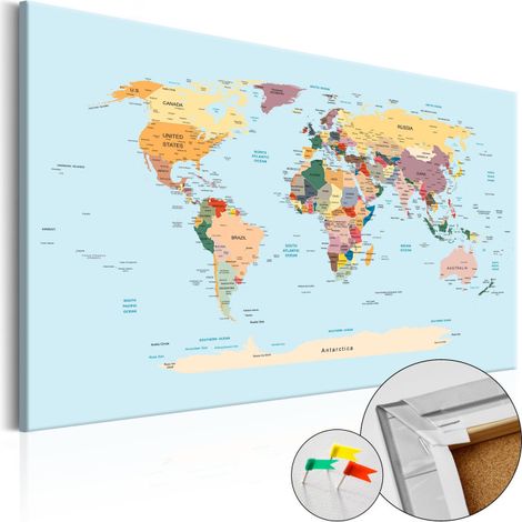 Tableau en Liège "Carte du Monde - Travel with Me" 40 x 60 cm (1/2)