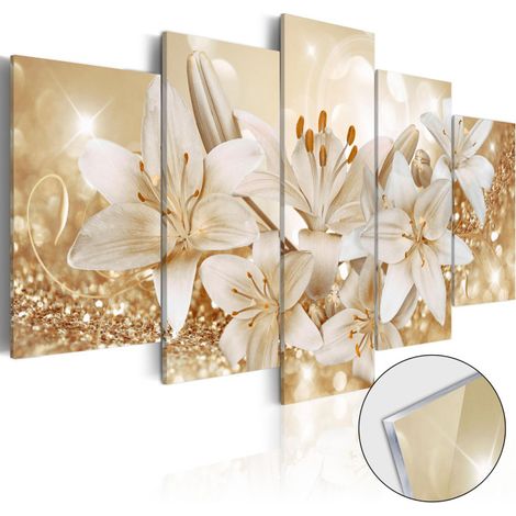 Tableau sur Verre Acrylique "Golden Bouquet" 50 x 100 cm (1/2)