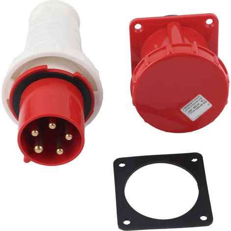 Kit de coupleur de câble industriel triphasé étanche IP67 avec prise encastrée et fiche aéronautique industrielle à 5 conducteurs
