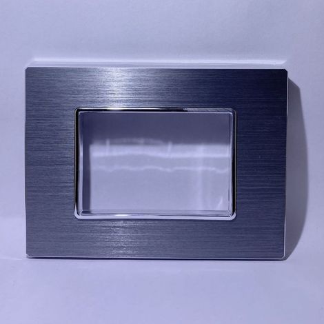 Trade Shop - Placca Luxury 3 4 6m In Metallo Argento Ossidato Compatibile Con Bticino Axolute -