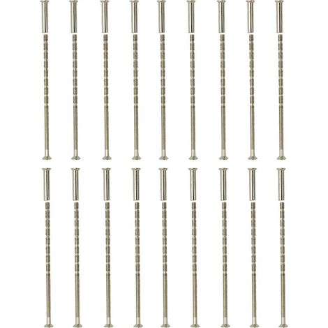 Lot de 36 boulons de raccordement universels M4 de 100 mm de longueur réglable - Manches longues de 2,5 cm - Fixation par vis pour poignée de porte, serrure, roses, placard, tiroir - Nickel (1/5)