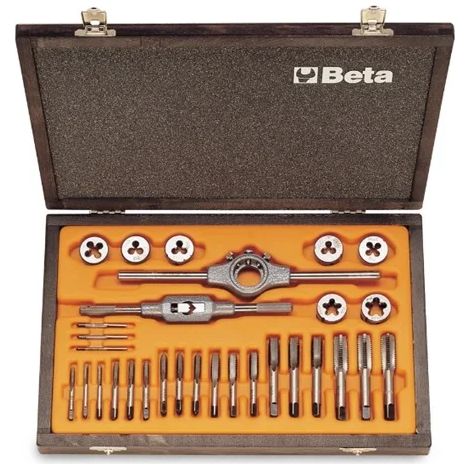 Beta 446/c30 assortiment de tarauds et matrices en acier chromé à pas grossier - 30