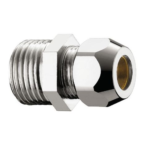 Nipplo niples corto in ottone cromato, calotta bassa - Misura 3/8" x 3/8" x ø10 L.27 mm 0321B330CR (1/2)
