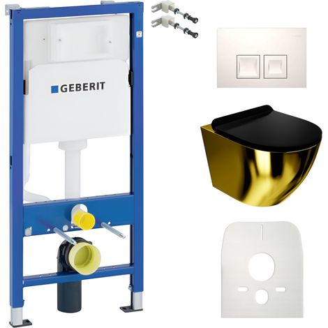 GEBERIT WC Set mit Vorwandelement, Wand-WC und Spülknopf (1/5)