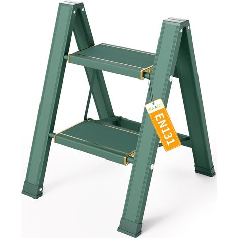 Escabeau 2 marches Pliable, échelle Pliante en Aluminium capacité 150kg (1/5)
