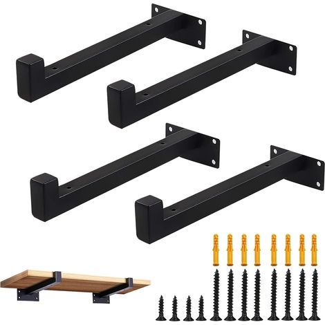 Support d'étagère en 4 pièces, support d'étagère industriel robuste, fixation murale ( 25centimètre) (1/5)