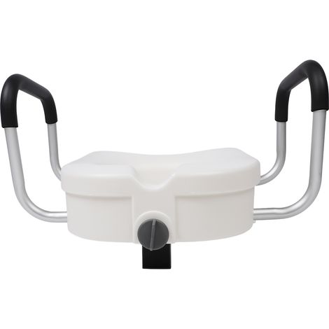 Rehausseur de siège de toilette avec bras rembourrés amovibles réglables et serrure fixe, charge élevée surélevée pour personnes âgées handicapées. (1/5)