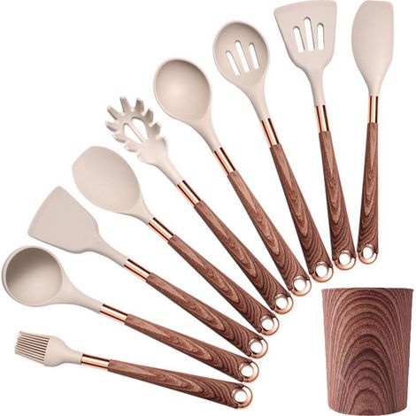 Ustensiles de cuisine en Silicone, ensemble de 9 pièces, spatules et cuillères en Silicone, ustensiles de cuisine, ensemble d\'ustensiles de cuisine ménagers en silicone (1/5)