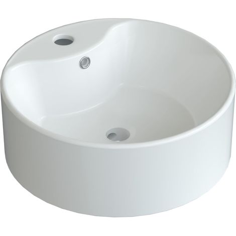 AQUABATOS Aufsatzwaschbecken Waschbecken Keramik Waschtisch Handwaschbecken,mit Überlauf und Hahnloch, Ohne ablaufventil WBK27 (1/5)