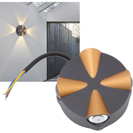 Applique murale ronde minimaliste en aluminium avec LED 4W, éclairage à quatre faces, lampe de chevet, lampe en aluminium, décoration extérieure étanche pour couloir, cour ou mur extérieur (1/5)