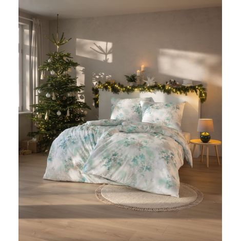 Estella 4467/630 Bettwäsche-Set „Frosted Flowers“ aus Flanell, 160 x 200 cm, 3-teilig