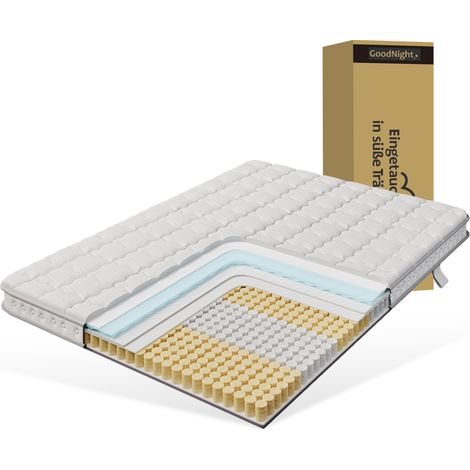 Matelas hybride à ressorts ensachés 140x200 cm H3 7 zones 10 cm (1/5)