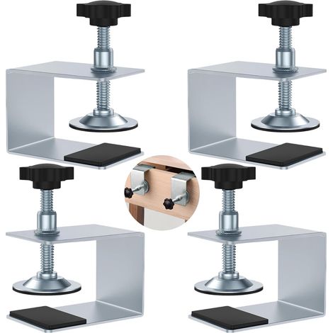 Cuatro pequeños clips de tornillo ajustables con almohadillas antideslizantes, adecuados para cajones y armarios. (1/4)