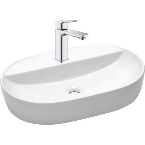 QUICKFIX DICE grifo de lavabo tamaño M + lavabo sobre encimera Swiss Aqua Technologies 60x40x12,5 cm