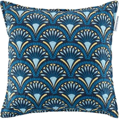 Paris Prix – Housse de coussin carrée 60x60cm en polyester bleu – Motifs tendance – Finition couture – Pour décoration intérieure (1/3)