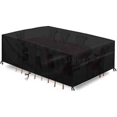 Housse de mobilier de jardin, 170 x 94 x 70 cm, housse de table de jardin en polyester Oxford 420D résistant, housse rectangulaire coupe-vent pour table de patio extérieure, 168 cm de hauteur (1/5)