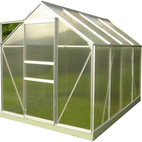 Chalet & Jardin – Serre de jardin polycarbonate 2,28m² – Toit double paroi anti-UV – Structure aluminium anodisé – Base acier galvanisé (1/10)