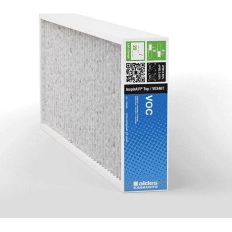 Filtre particule COV ePM2.5 InspirAIR® Top d'Aldes - Pli 48mm - Blanc
