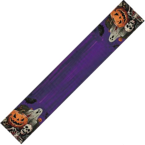 Chemin de table lavable en lin multicolore pour Halloween, idéal pour une fête sur le thème des fantômes. (1/5)
