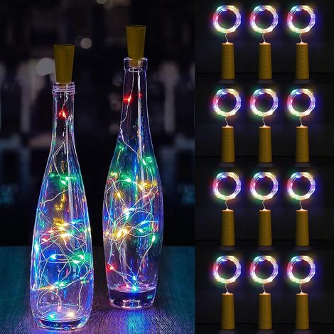 Lot de 12 Lumières LED Pour Bouteilles, 2 m, 20 Lumières LED Pour Bouteilles, Guirlande Lumineuse En Fil de Cuivre Pour Thermos, Fête, Extérieur (1/5)
