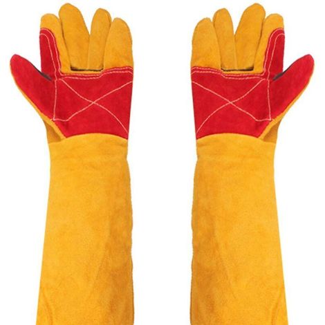 Gants de Soudage Épais avec Manches Extra Longues 61 cm - Résistants à la Chaleur - Pour Travail de Cheminée et Jardinage Coupe (1/5)