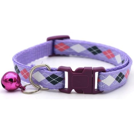 Collier pour chat à motif losanges 1.0, collier ajustable pour animaux de compagnie avec clochette, disponible en gros. (1/3)