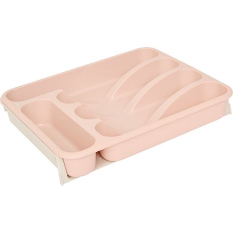 Organizador de cubiertos extensible de polipropileno rosa (1/5)
