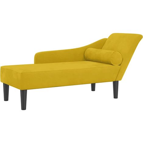 Chaise longue Transat Bain de soleil avec coussins jaune velours (1/5)