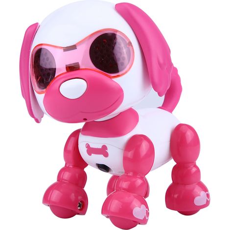 Chien robot jouet pour animaux interactif marche sonore chiot LED éducatif cadeau pour enfants (Rose Rouge) (1/5)