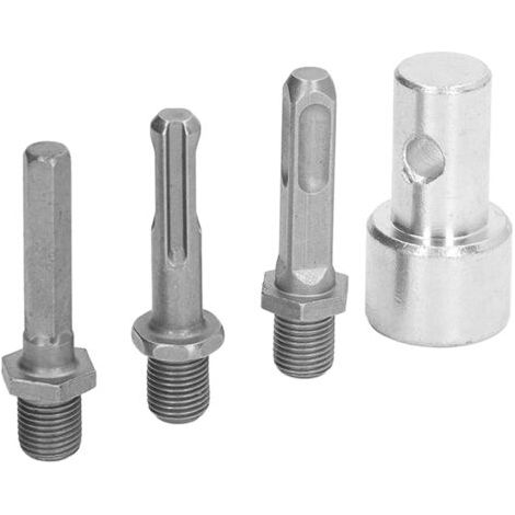 QORVA-Adaptateur de tarière pour perceuse – Acier au carbone – 10 mm diamètre – Transforme perceuse en perceuse au sol – Inclus 3 forets