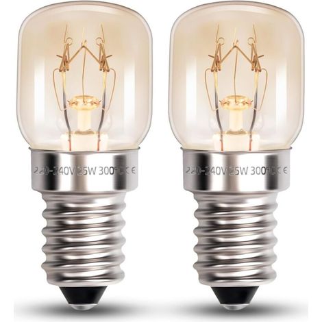 Ampoule de Four T22 E14 25W Blanc Chaud 2700k, AC 220-240V, jusqu'à 300°C, Lampe Four 25W Petit Culot, Ampoule pour Four Micro-Ondes, Lampe à Sel, Dimmable, lot de 2