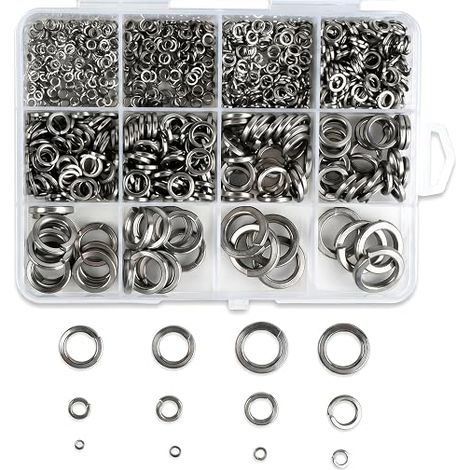 Assortiment de Rondelles Plates et de Blocage en Acier Inoxydable 304, Rondelles Métallique M2 M2,5 M3 M4 M5 M6 M8 M10 M12 pour Vis et Boulons, Kit de Fixation (1/5)
