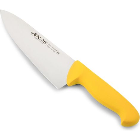 Coltello da cuoco Arcos Colore - Prof 292700 in acciaio inox Nitrum e mango ergonomico giallo polipropilene e 20 lama cm, coperchio espositivo (1/5)