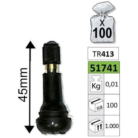 Válvulas para llantas TR413 45MM JBM